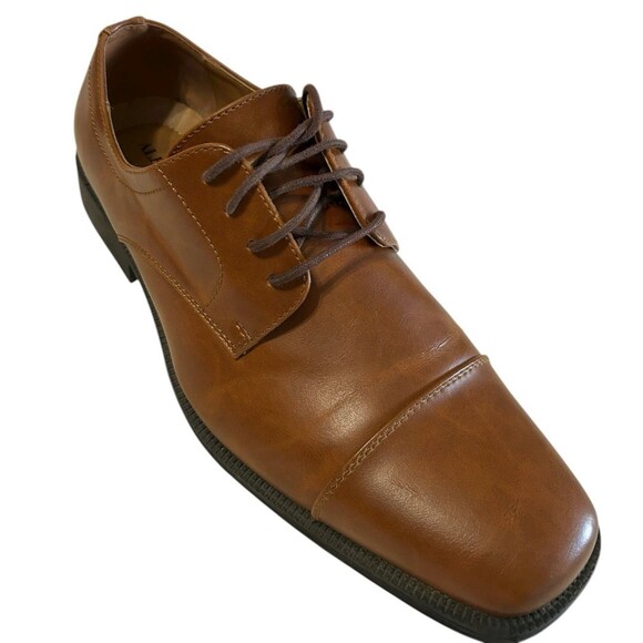 Alfani Adam Men's 12 M  Brown Lace Up Formal Oxford Dress shoes Cap Toe - Picture 1 of 11